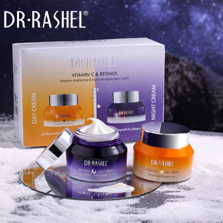 DR. RASHEL – Coffret Jour & Nuit à la Vitamine C & Rétinol Retrouvez une peau lumineuse, lisse et éclatante, de jour comme de nuit.