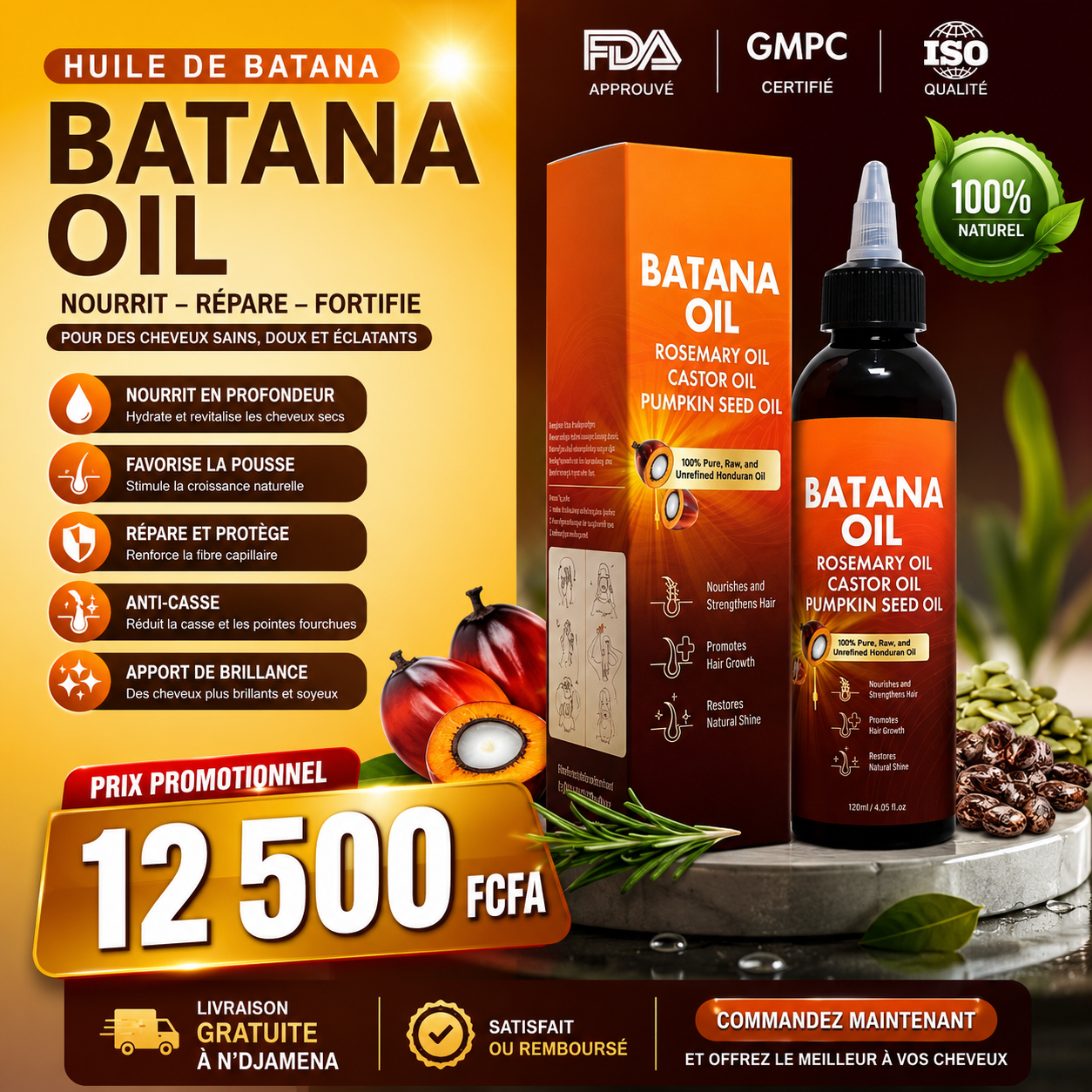 Batana Oil – Retrouvez des cheveux plus forts, plus longs et plus brillants !