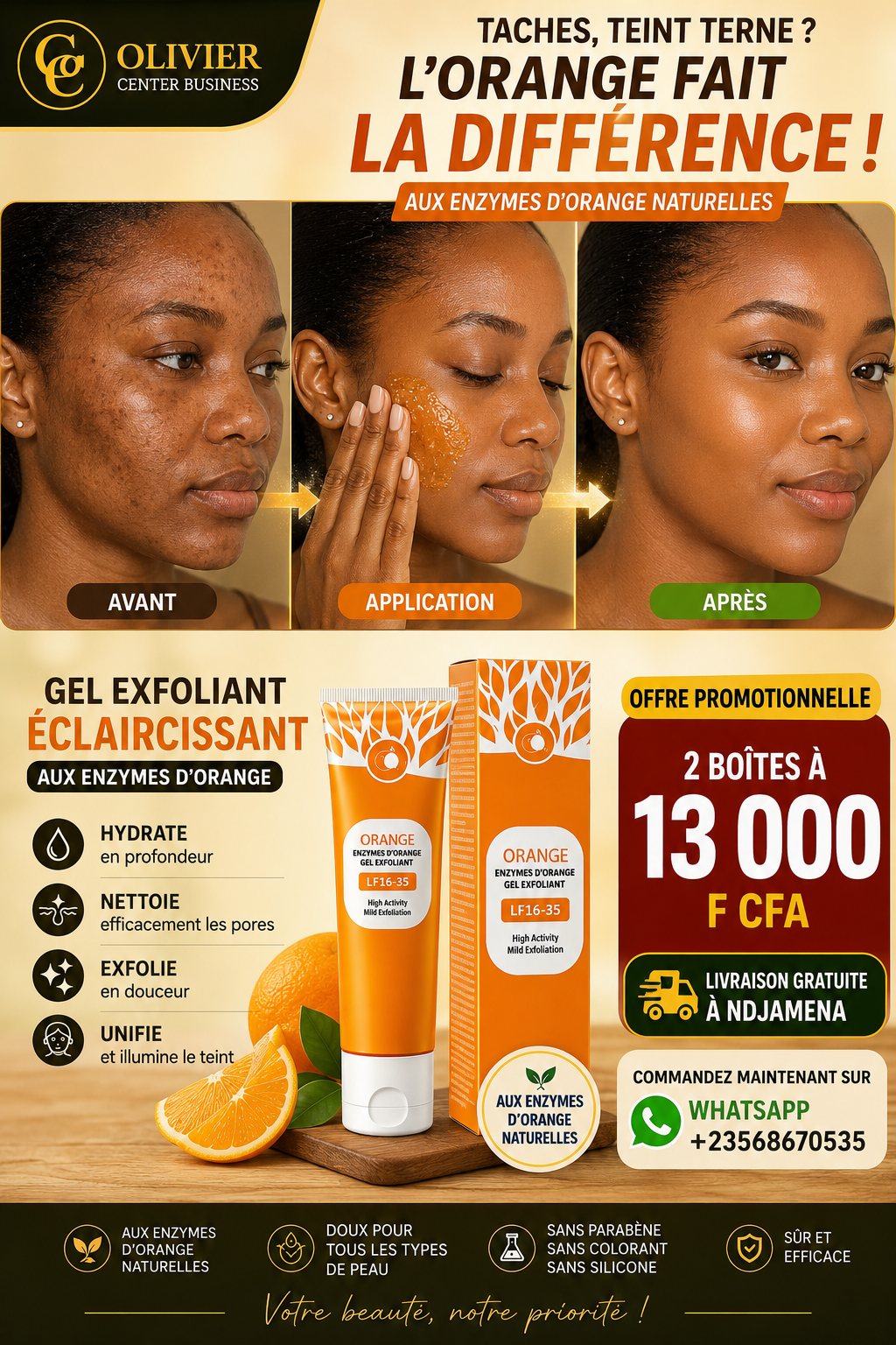 ✨ Gel Exfoliant Éclaircissant aux Enzymes d'Orange