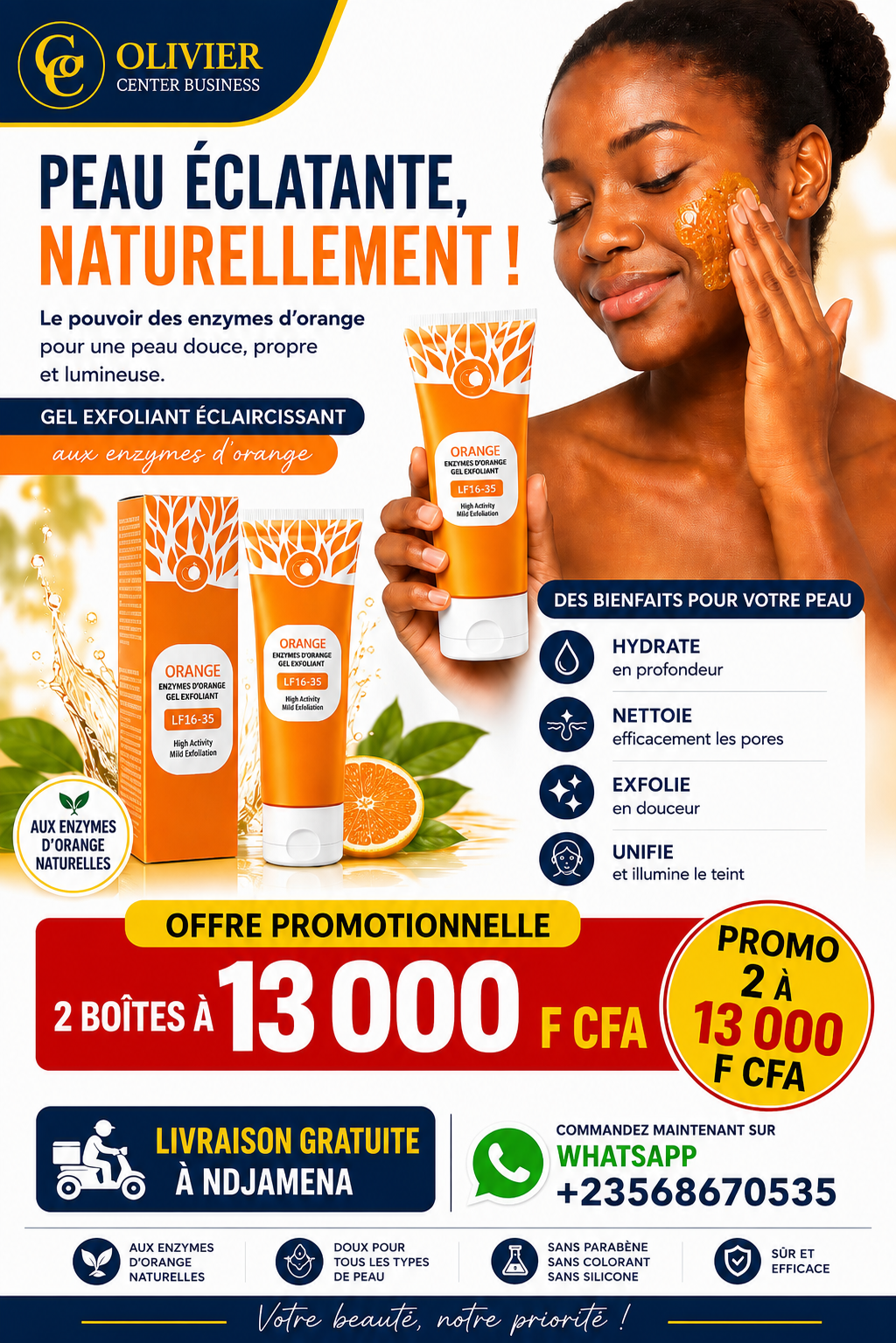 ✨ Gel Exfoliant Éclaircissant aux Enzymes d'Orange