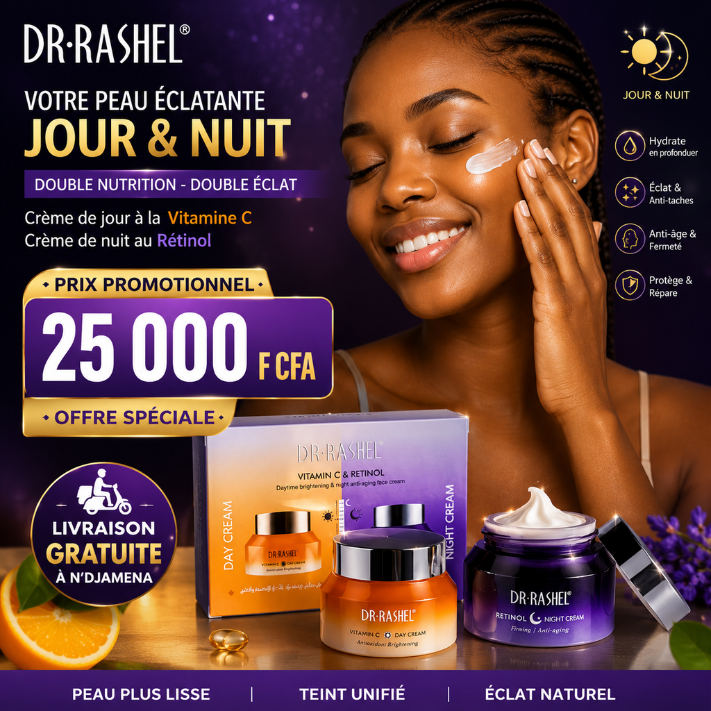 DR. RASHEL – Coffret Jour & Nuit à la Vitamine C & Rétinol Retrouvez une peau lumineuse, lisse et éclatante, de jour comme de nuit.