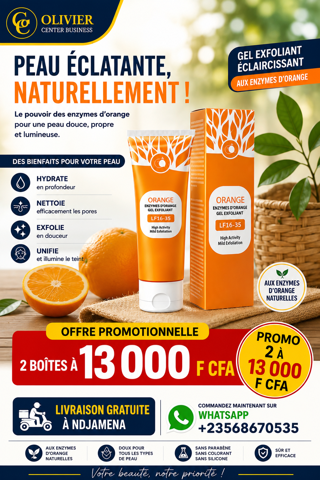 ✨ Gel Exfoliant Éclaircissant aux Enzymes d'Orange